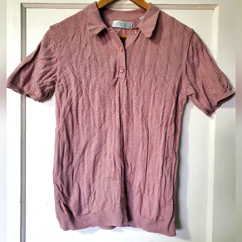 Dior Vintage Mens Oblique Pink Polo Shirt😎